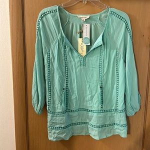 Moon & Sky Stitch Fix Women’s Boho V Neck Blouse Top New Mint Green Size Medium